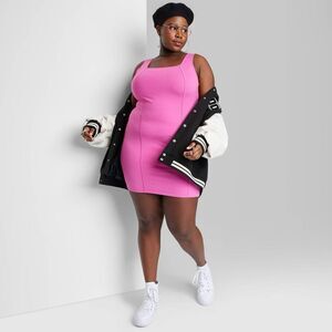 Women's Sleeveless Seamed Bodycon Dress  Magenta XXL